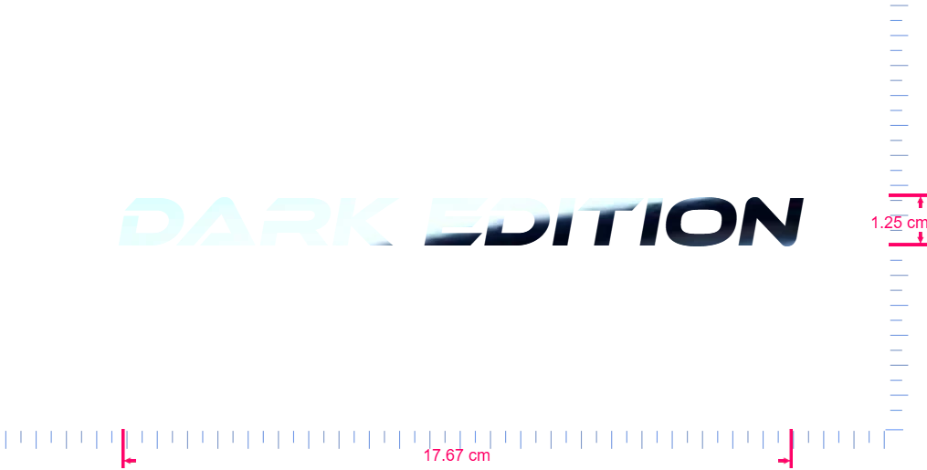 Text DARK EDITION Vinyl-Aufkleber mit individuellem Schriftzug / 1,25 x 17,67 cm / Spiegelchrom /