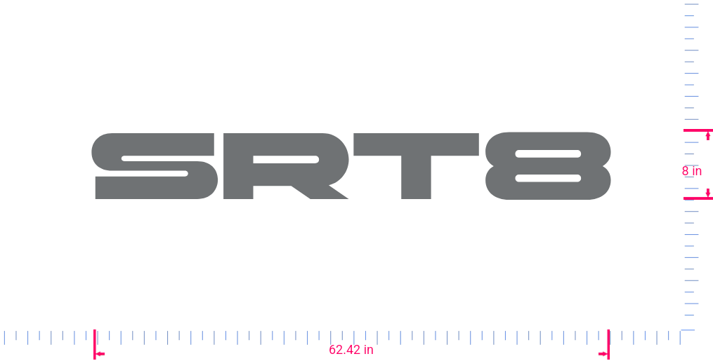Text SRT8 Vinyl custom lettering decall/8 x 62.42 in/ Silver Grey /