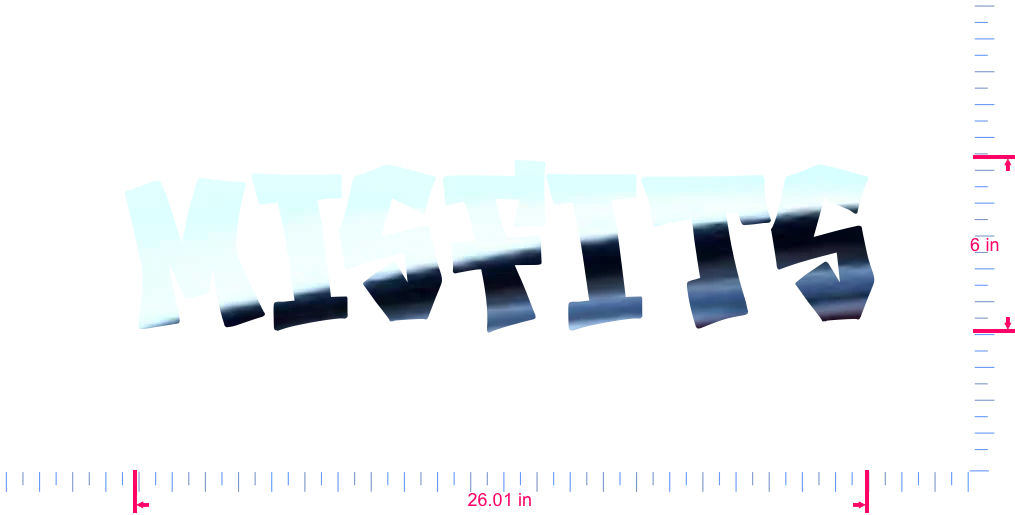 Text Misfits Vinyl custom lettering decall/6 x 26.01 in/ Mirror Chrome /