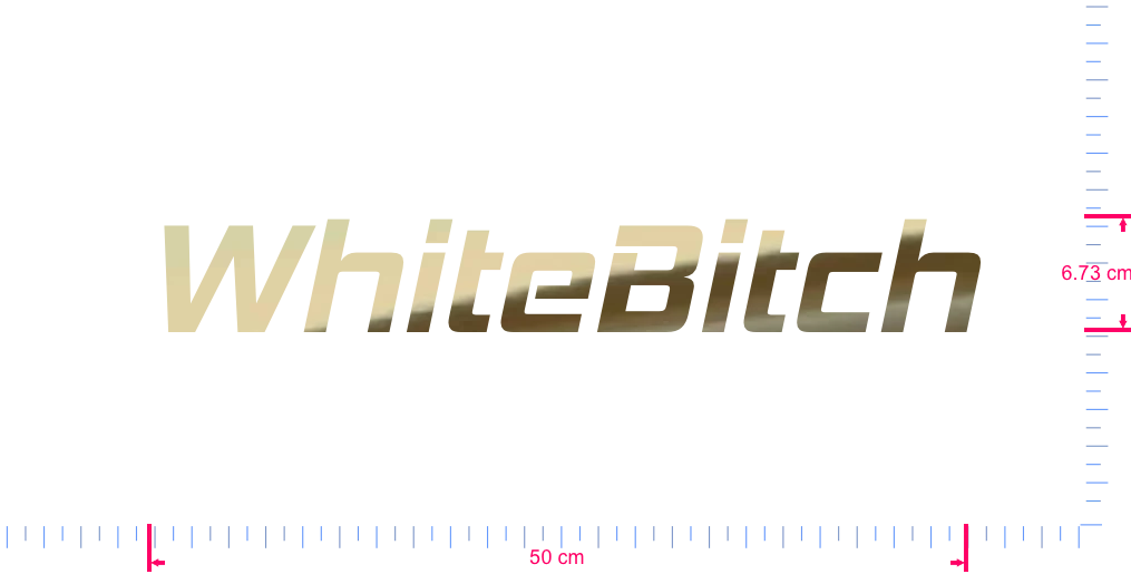 Text WhiteBitch Vinyl individueller Schriftzug Aufkleber/6,73 x 50 cm/ Gold Chrom /