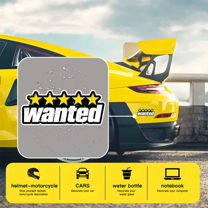 Wanted Five Star Car Sticker