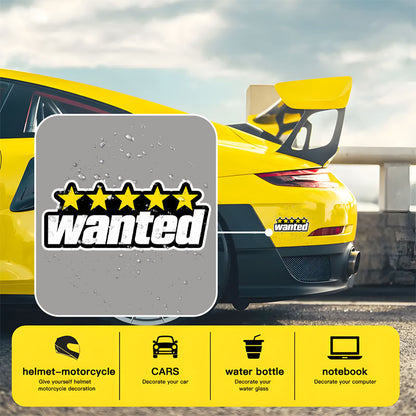 Wanted Five Star Car Sticker