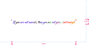 Text „Wenn du keine Angst hast, bist du nicht schnell genug“ Vinyl-Aufkleber mit individuellem Schriftzug / 9,5 x 127 cm / OilSlick Chrome /