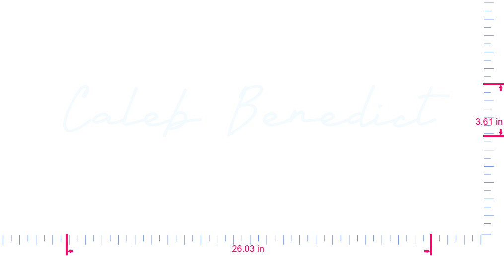 Text Caleb Benedict Vinyl custom lettering decall/3.61 x 26.03 in/ White /