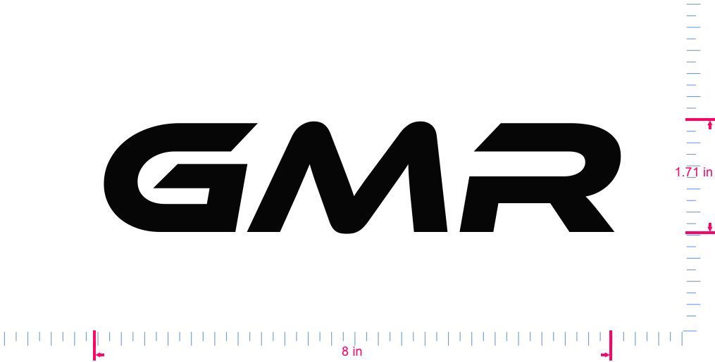 Text GMR Vinyl custom lettering decall/1.71 x 8 in/ Black /
