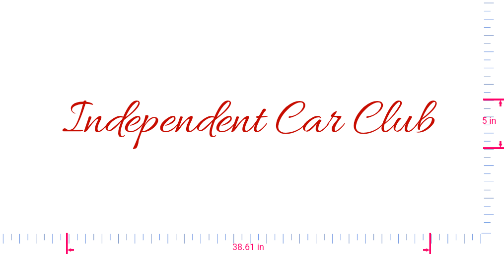 Text Independent Car Club Vinyl custom lettering decall/5 x 38.61 in/ Red /