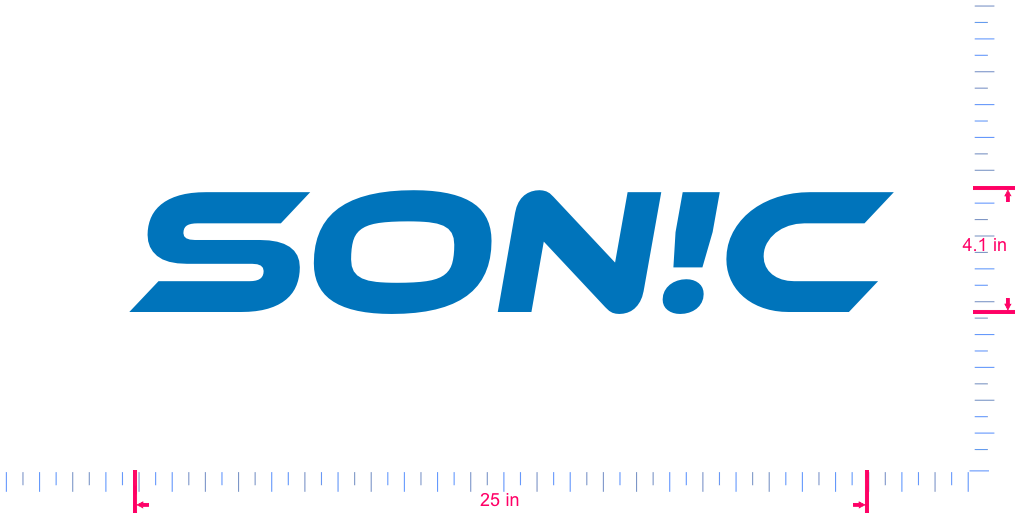 Text SON!C Vinyl custom lettering decall/4.1 x 25 in/ Sky Blue /
