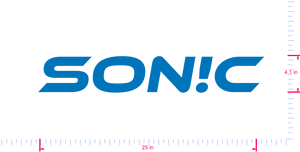 Text SON!C Vinyl custom lettering decall/4.1 x 25 in/ Sky Blue /