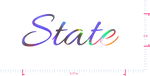 Text State  Vinyl custom lettering decall/3 x 9.77 in/ OilSlick Chrome /