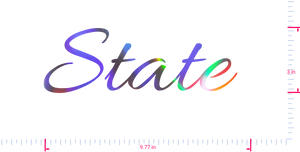 Text State  Vinyl custom lettering decall/3 x 9.77 in/ OilSlick Chrome /