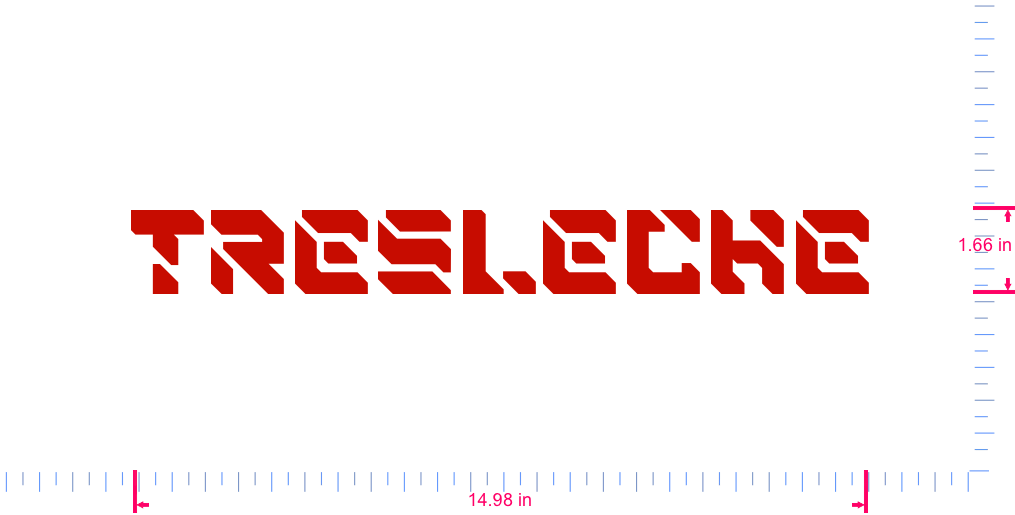 Text Tresleche Vinyl custom lettering decall/1.66 x 14.98 in/ Red /