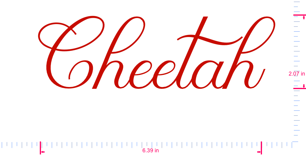 Text Cheetah Vinyl custom lettering decall/2.07 x 6.39 in/ Red /