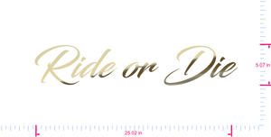 Text Ride or Die Vinyl-Aufkleber mit individuellem Schriftzug / 5,07 x 25,02 Zoll / Goldchrom /