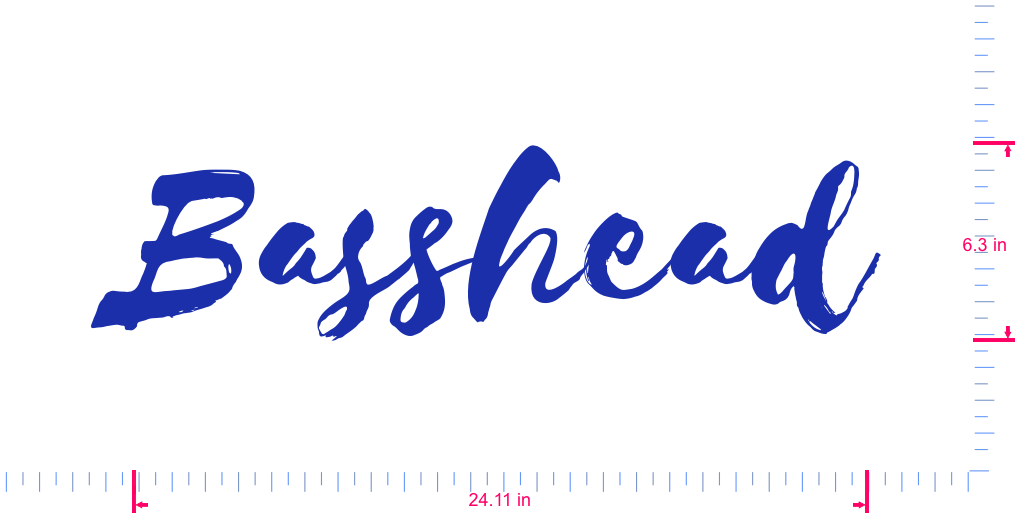 Text Basshead Vinyl-Aufkleber mit individuellem Schriftzug/6,3 x 24,11 Zoll/ Brilliantblau/