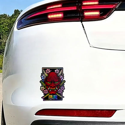 Holographic Border Red Japanese Oni Mask Sticker