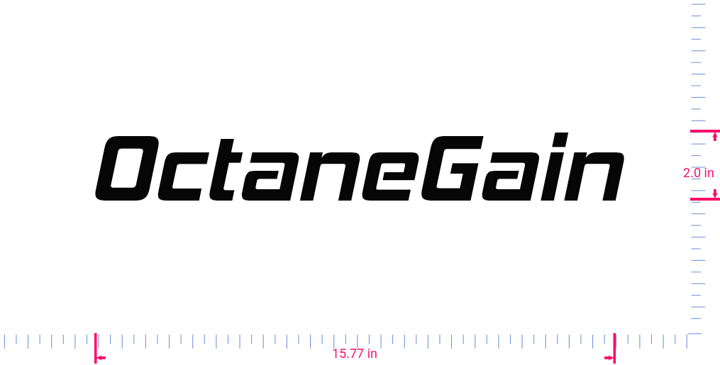 Text OctaneGain Vinyl custom lettering decall/2.0 x 15.77 in/ Black /