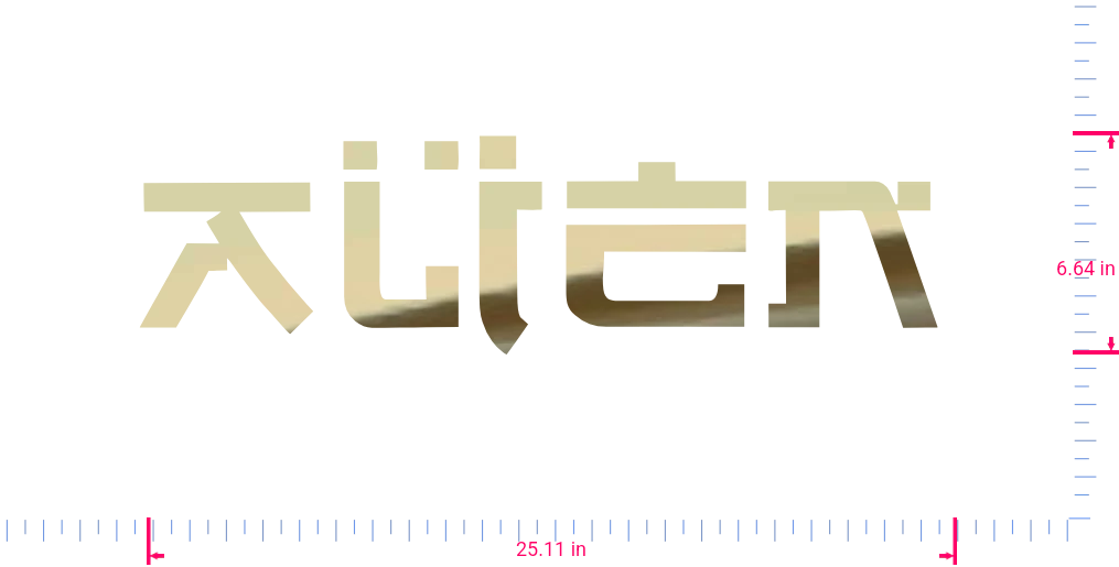 Text ALIEN Vinyl custom lettering decall/6.64 x 25.11 in/ Gold Chrome ...