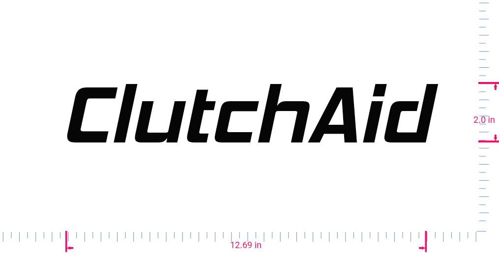 Text ClutchAid Vinyl custom lettering decall/2.0 x 12.69 in/ Black /