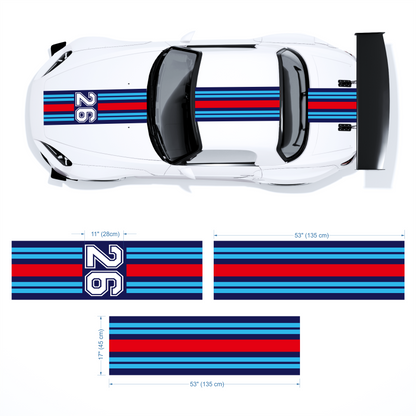 Universal fit Custom Retro Style Martini Racing Stripes
