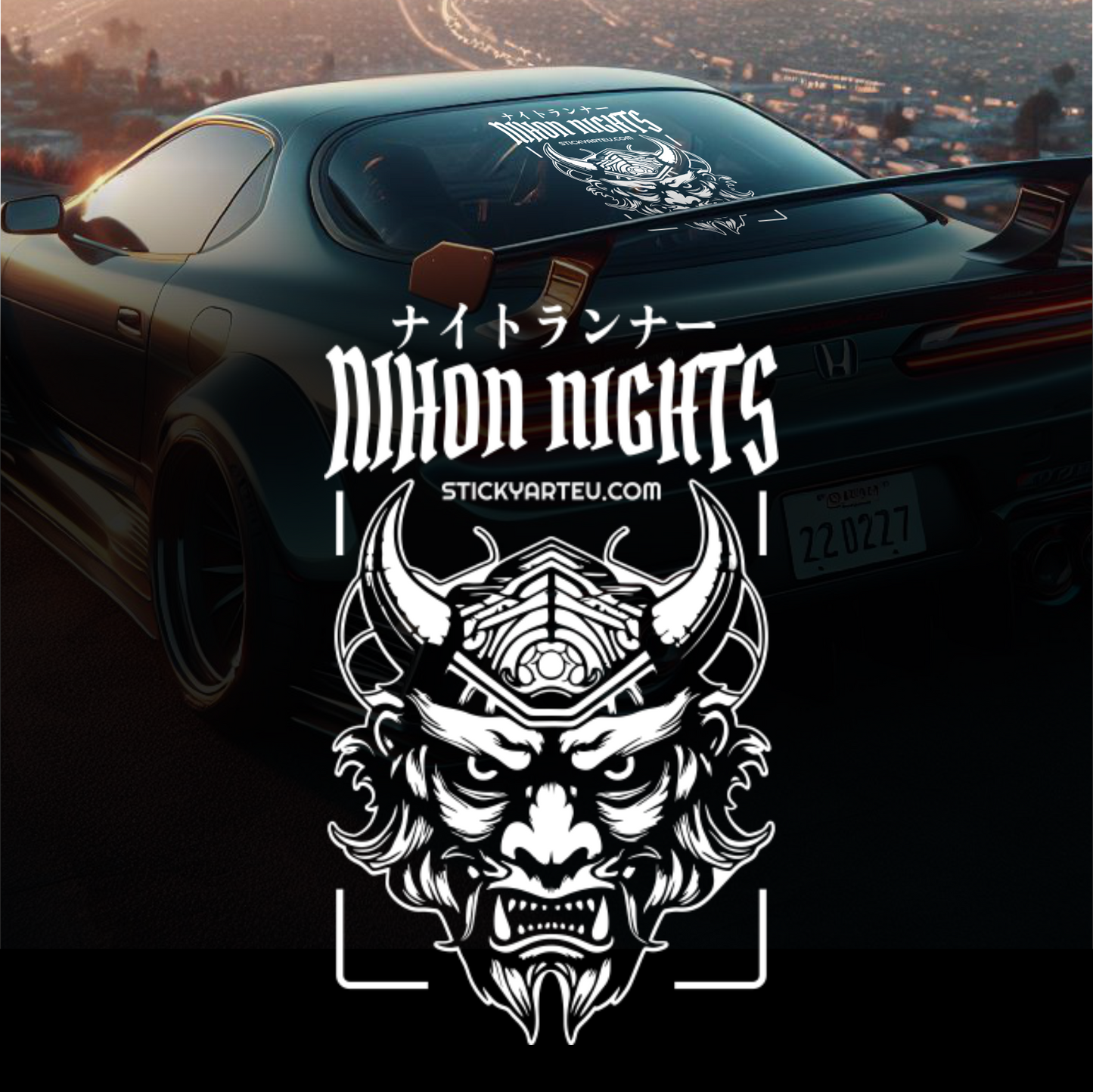 Nihon Nights Rear window decal Oni mask