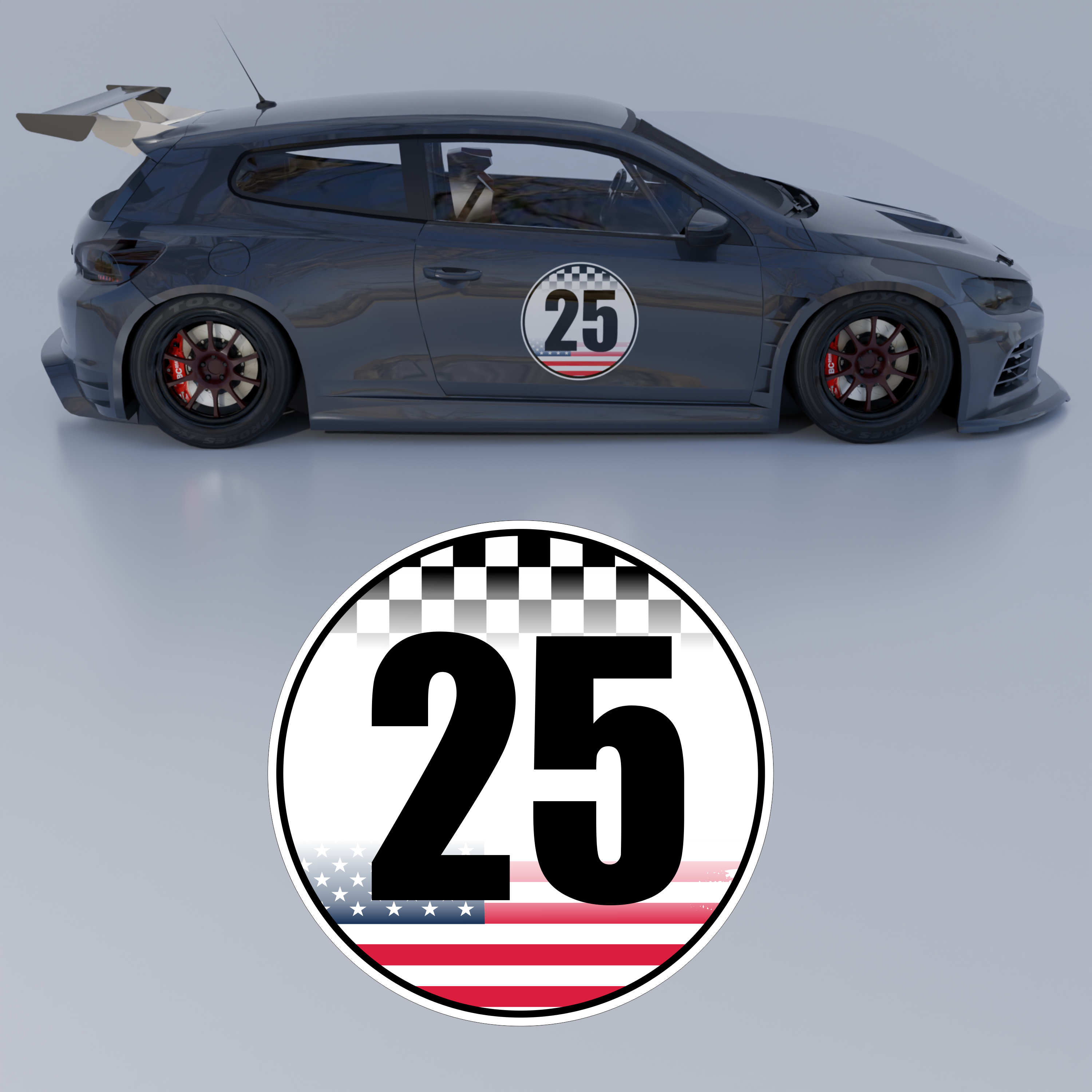 X Number Racing Decal 1x Racing Number America Flag (one)- customizable – stickyart