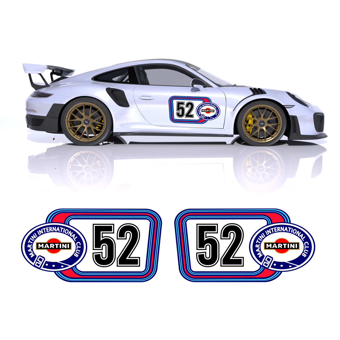 Classic Martini Style Double-Digit Racing Number Kit livery – Universal Door Decals (Pair)