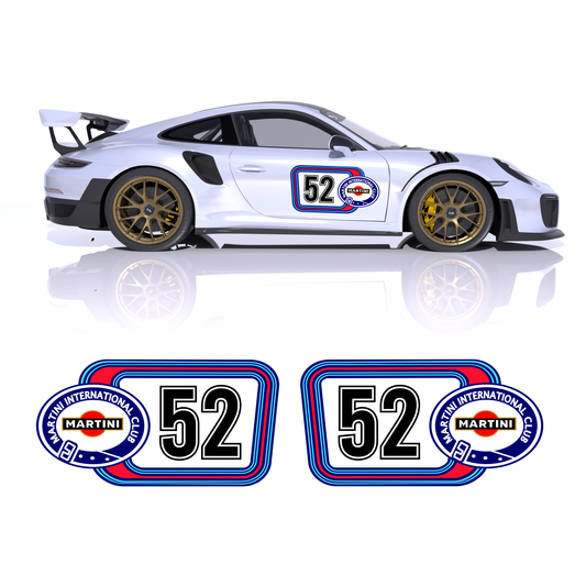 Classic Martini Style Double-Digit Racing Number Kit livery – Universal Door Decals (Pair)
