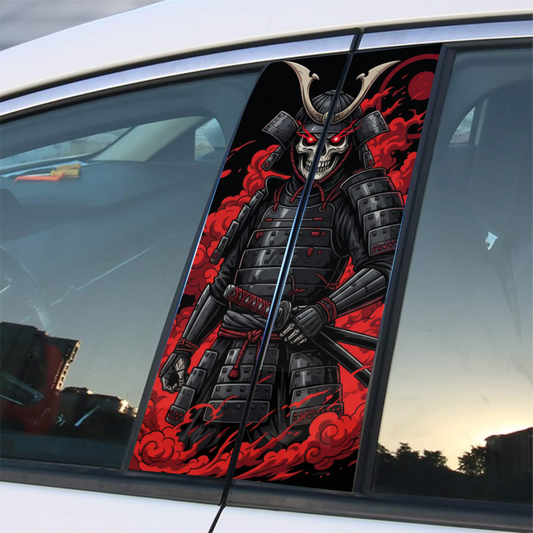 Samurai on red fire b-pillar Sticker - Professional Print