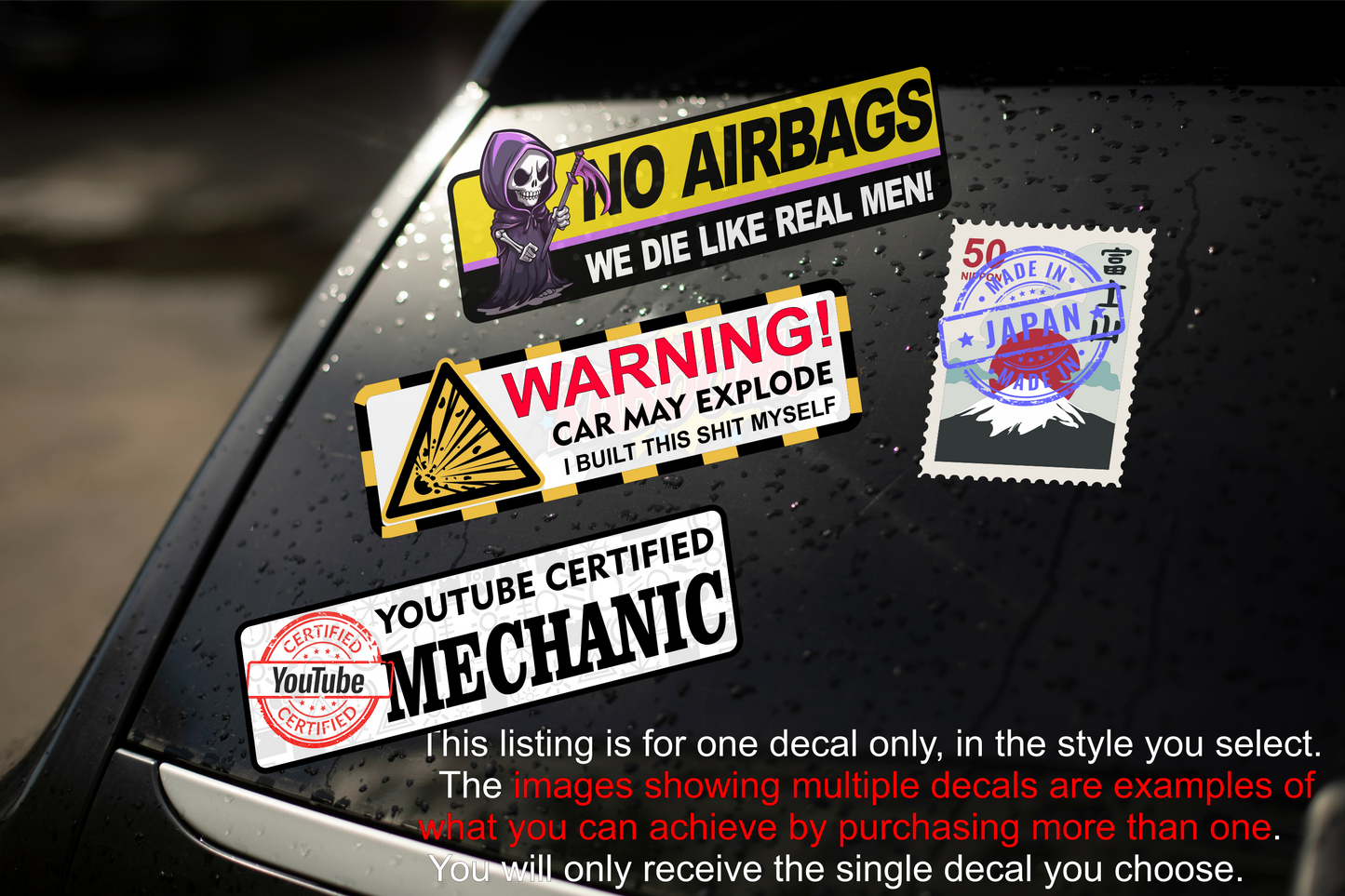 No Airbags We Die Like Real Men slap printed sticker anime riper
