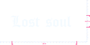 Text Lost soul  Vinyl custom lettering decall/4.47 x 25 in/ White /