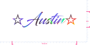 Text ☆Austin☆ Vinyl custom lettering decall/4 x 16.62 in/ OilSlick Chrome /