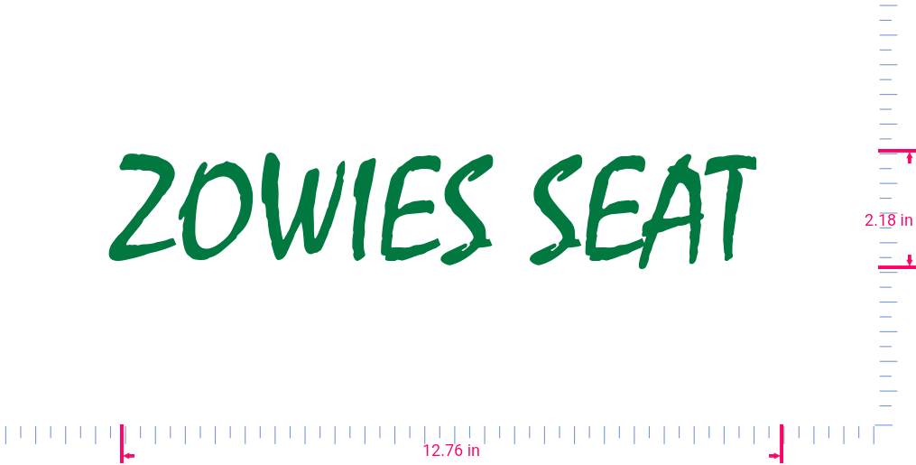 Text ZOWIES SEAT  Vinyl custom lettering decall/2.18 x 12.76 in/ Grass Green /