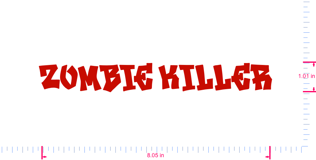 Text Zombie killer Vinyl custom lettering decall/1.01 x 8.05 in/ Red /