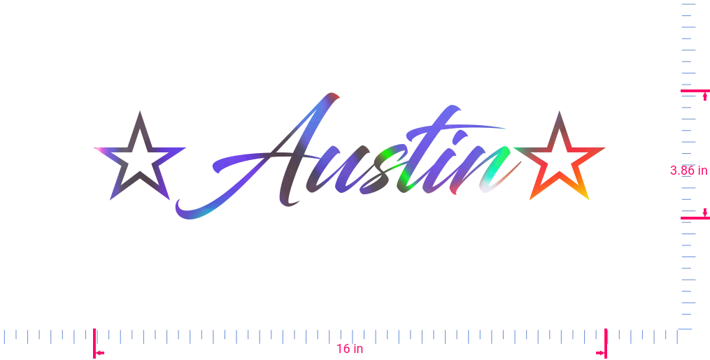 Text ☆Austin☆ Vinyl custom lettering decall/3.86 x 16 in/ OilSlick Chrome /