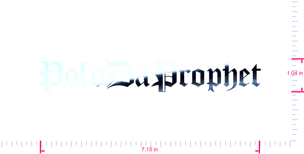 Text PoloDaProphet Vinyl custom lettering decall/1.04 x 7.15 in/ Mirror Chrome /