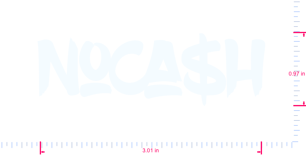 Text Noca$h Vinyl custom lettering decall/0.97 x 3.01 in/ White /