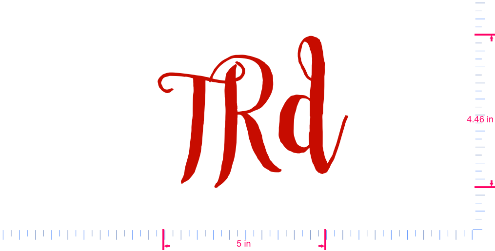 Text TRd Vinyl custom lettering decall/4.46 x 5 in/ Red /