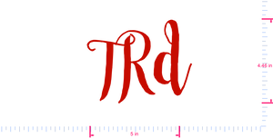 Text TRd Vinyl custom lettering decall/4.46 x 5 in/ Red /