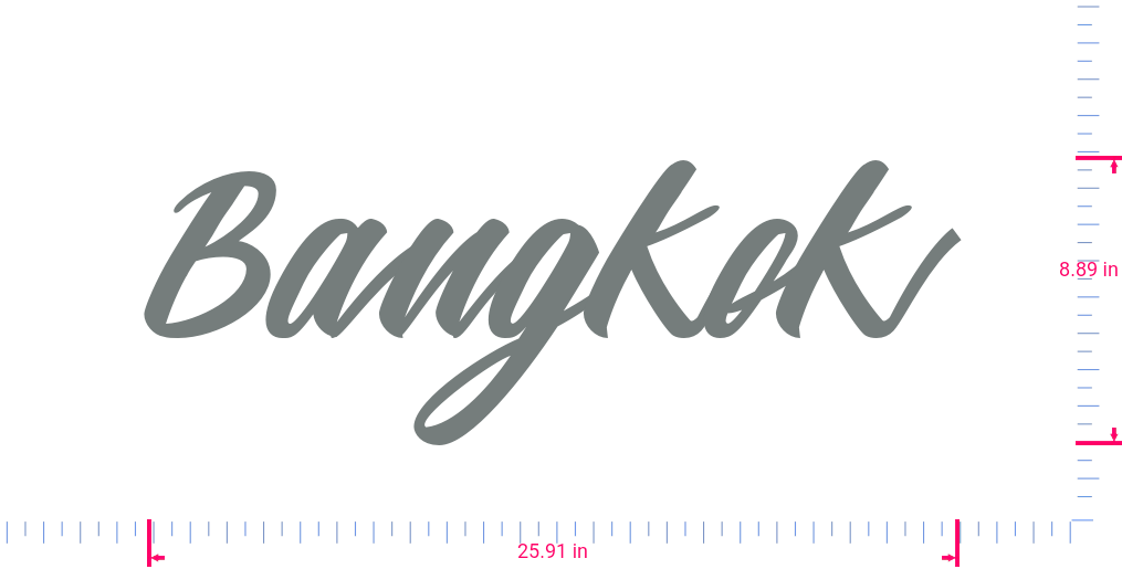 Text Bangkok Vinyl custom lettering decall/8.89 x 25.91 in/ Grey /