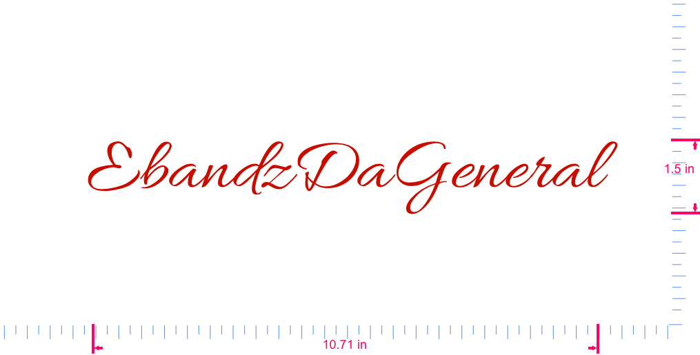 Text EbandzDaGeneral Vinyl custom lettering decall/1.5 x 10.71 in/ Red /