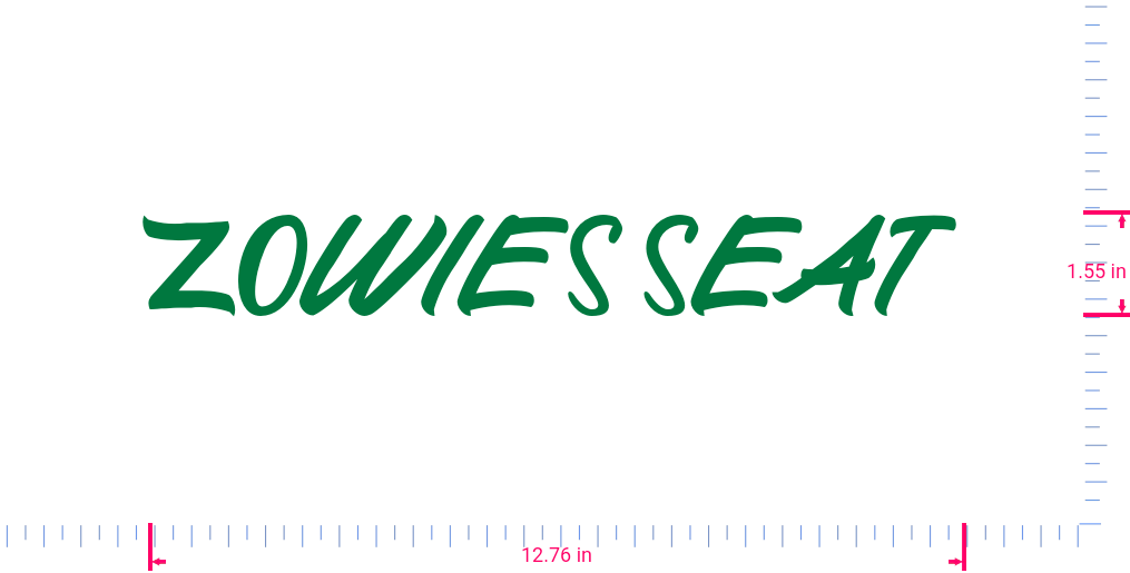 Text ZOWIES SEAT  Vinyl custom lettering decall/1.55 x 12.76 in/ Grass Green /
