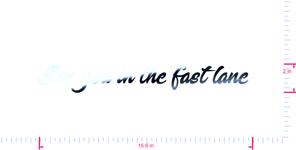 Text See you in the fast lane  Vinyl custom lettering decall/2 x 15.6 in/ Mirror Chrome /
