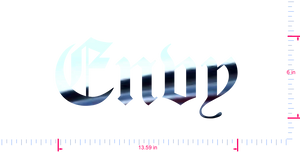 Text Envy Vinyl custom lettering decall/6 x 13.59 in/ Mirror Chrome /