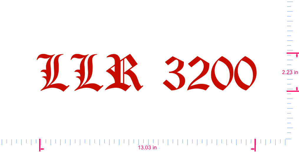 Text LLR 3200 Vinyl custom lettering decall/2.23 x 13.03 in/ Red /