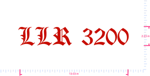 Text LLR 3200 Vinyl custom lettering decall/2.23 x 13.03 in/ Red /