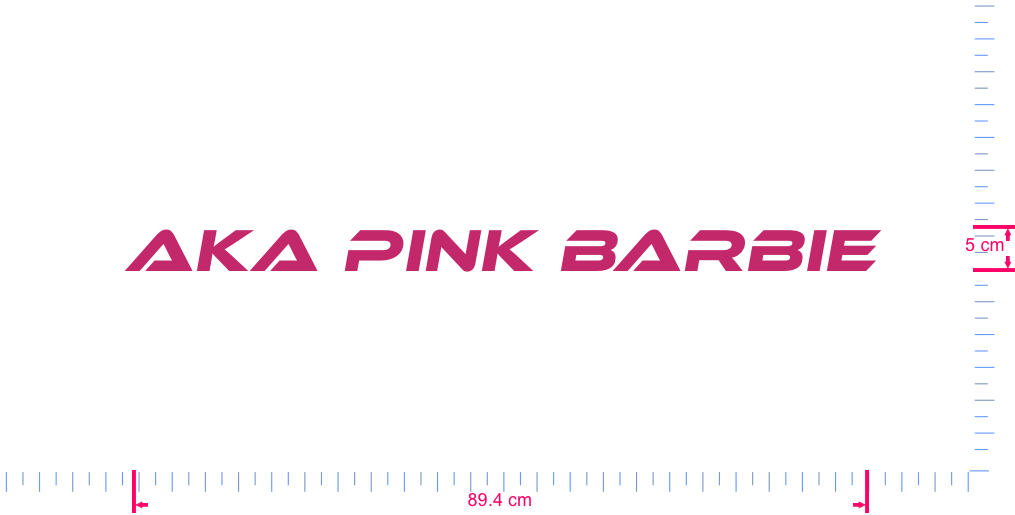 Text Aka Pink Barbie Vinyl individueller Schriftzug Aufkleber/5 x 89,4 cm/ Pink /