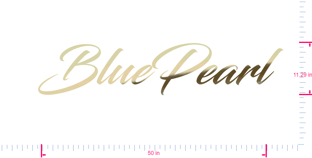 Text BluePearl Vinyl custom lettering decall/11.29 x 50 in/ Gold Chrome /