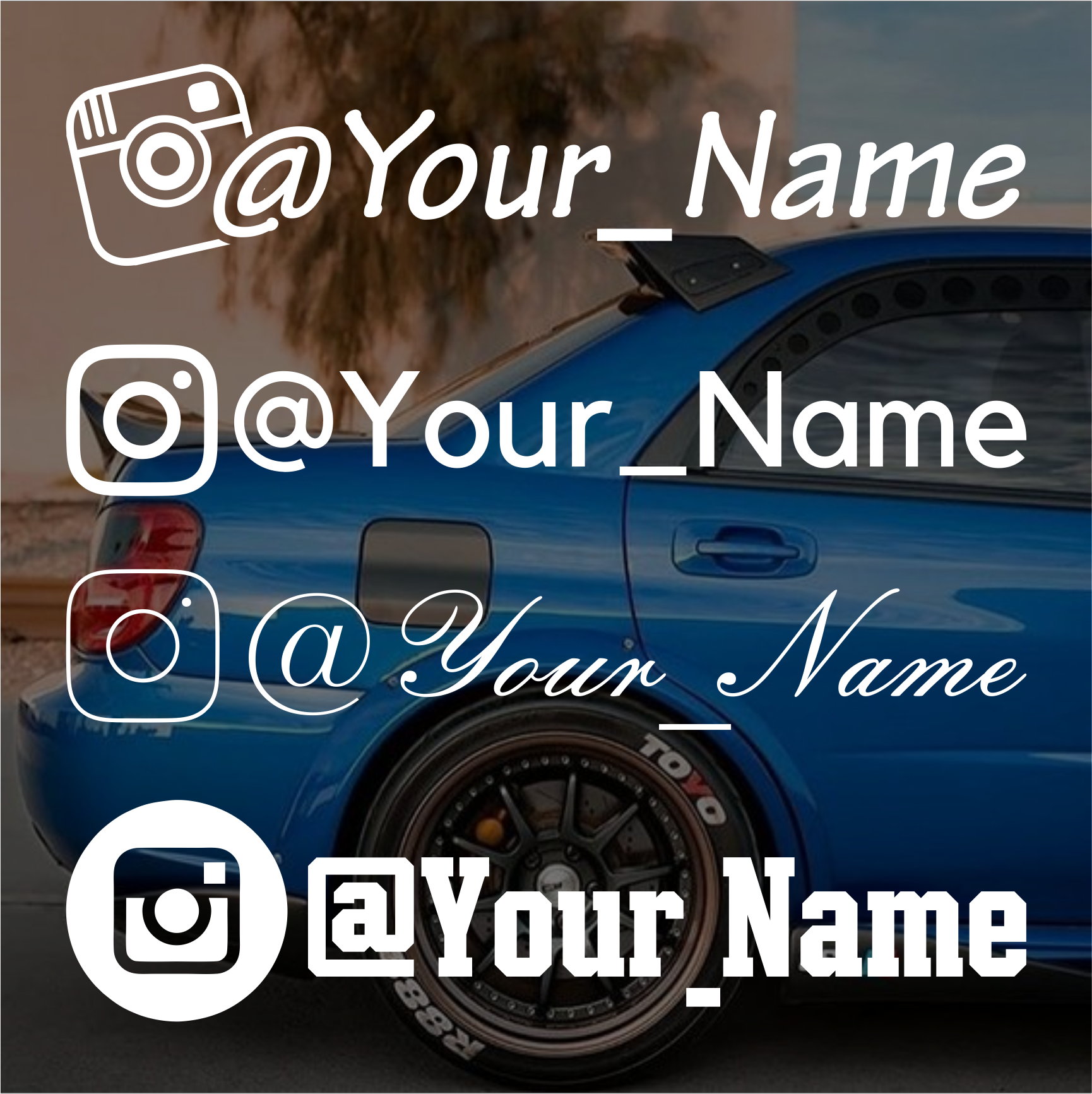 Instagram custom name decals