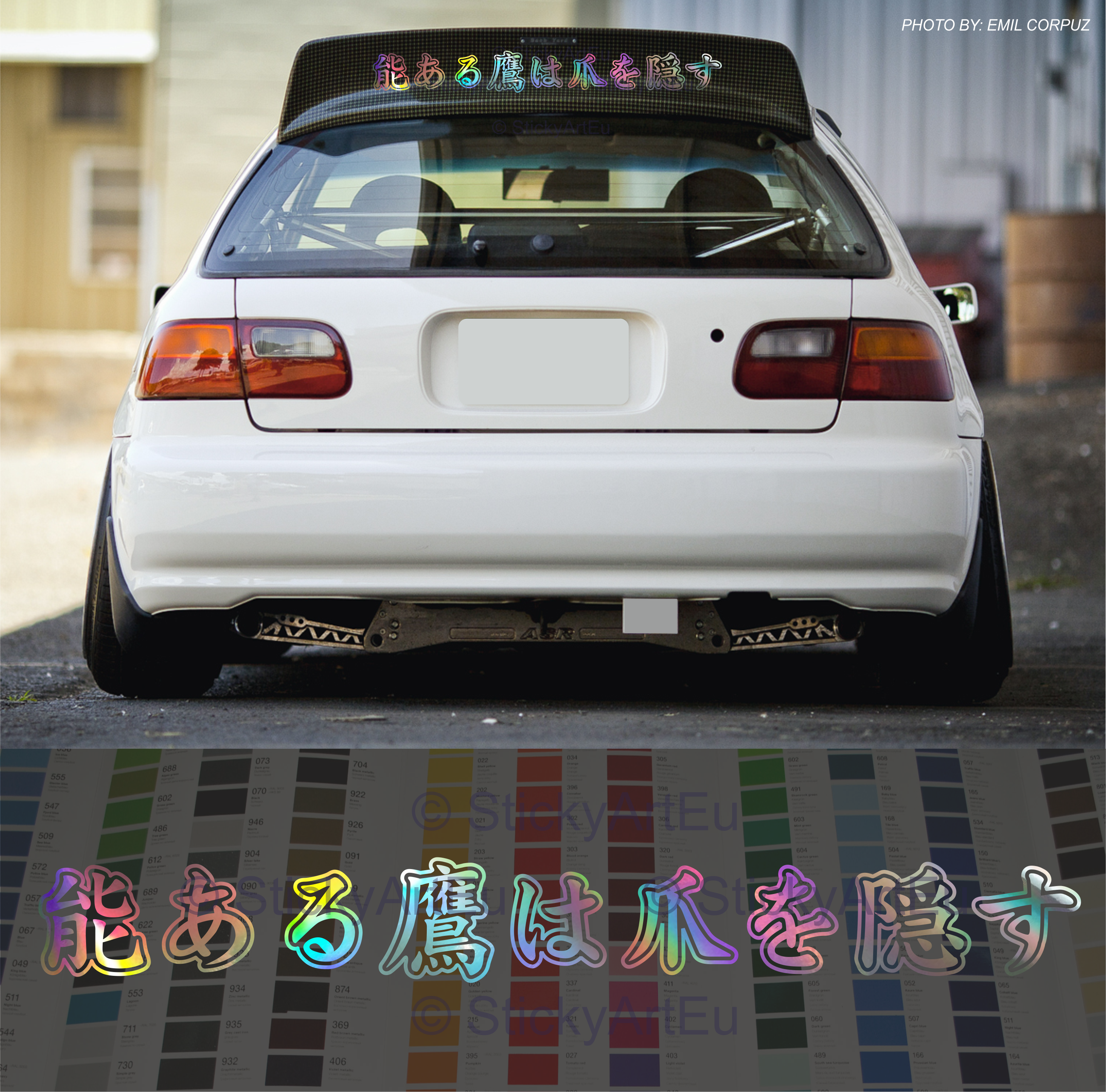 Bleib bescheiden, nur auf Japanisch, JDM-Aufkleber