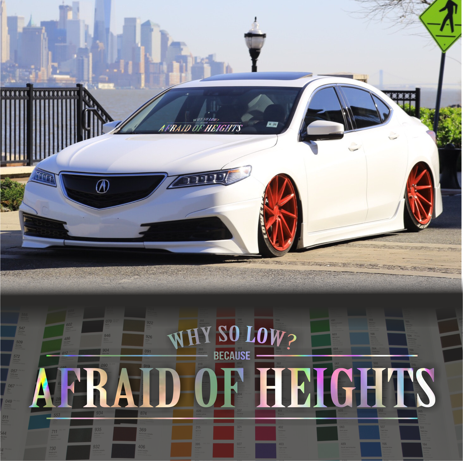 Why so low? Because Afraid of Heights sticker banner decal